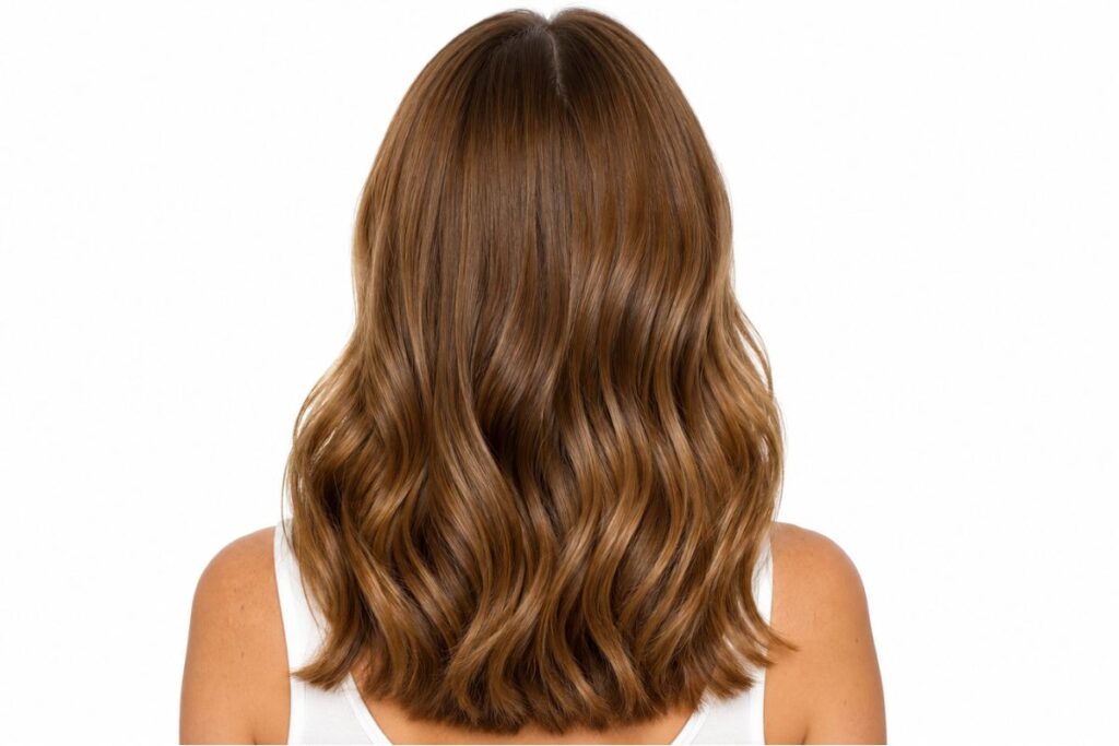 Bronze hair color level 6 with warm gold brown undertones