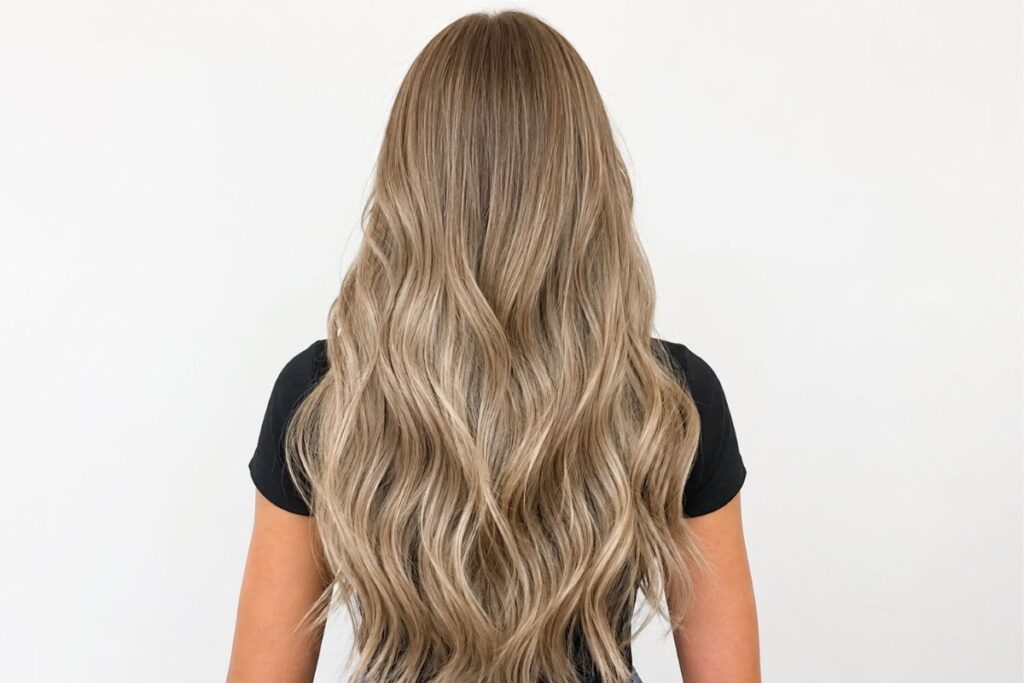 Cool beige blonde hair with soft ash undertones