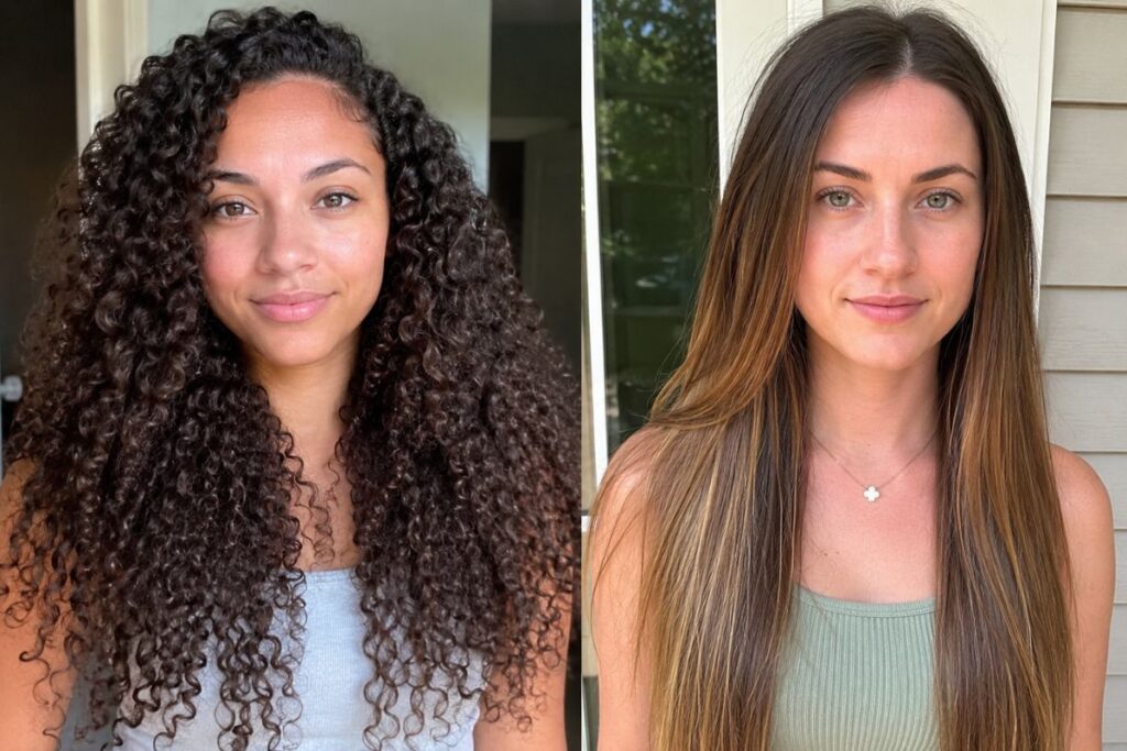 Comparison of curly and fine hair using coconut oil