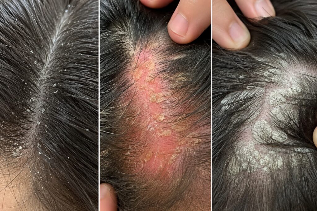 Comparison of dandruff, seborrheic dermatitis, and scalp psoriasis linked to hair loss