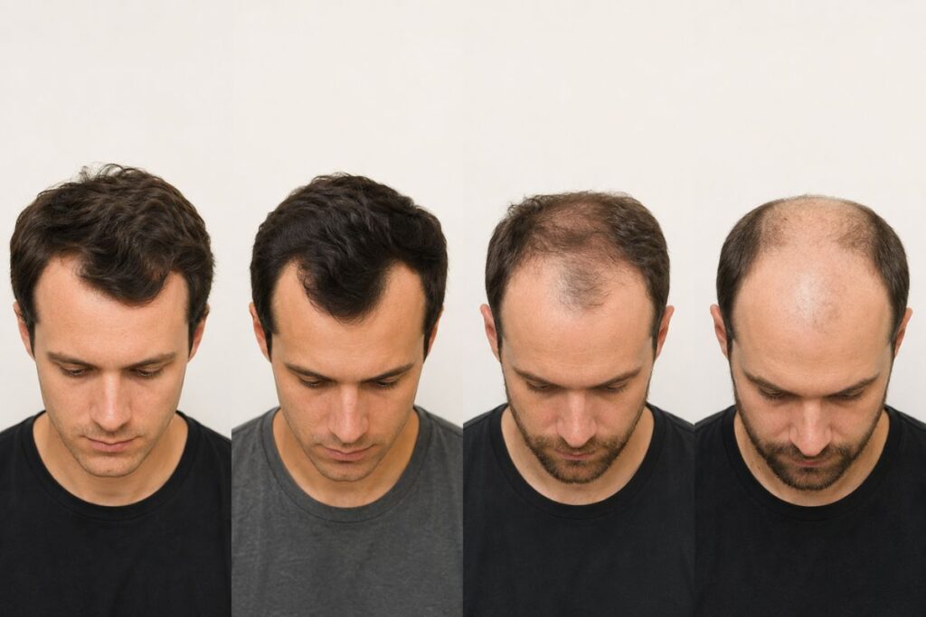 Comparison of early and advanced hairline recession stages