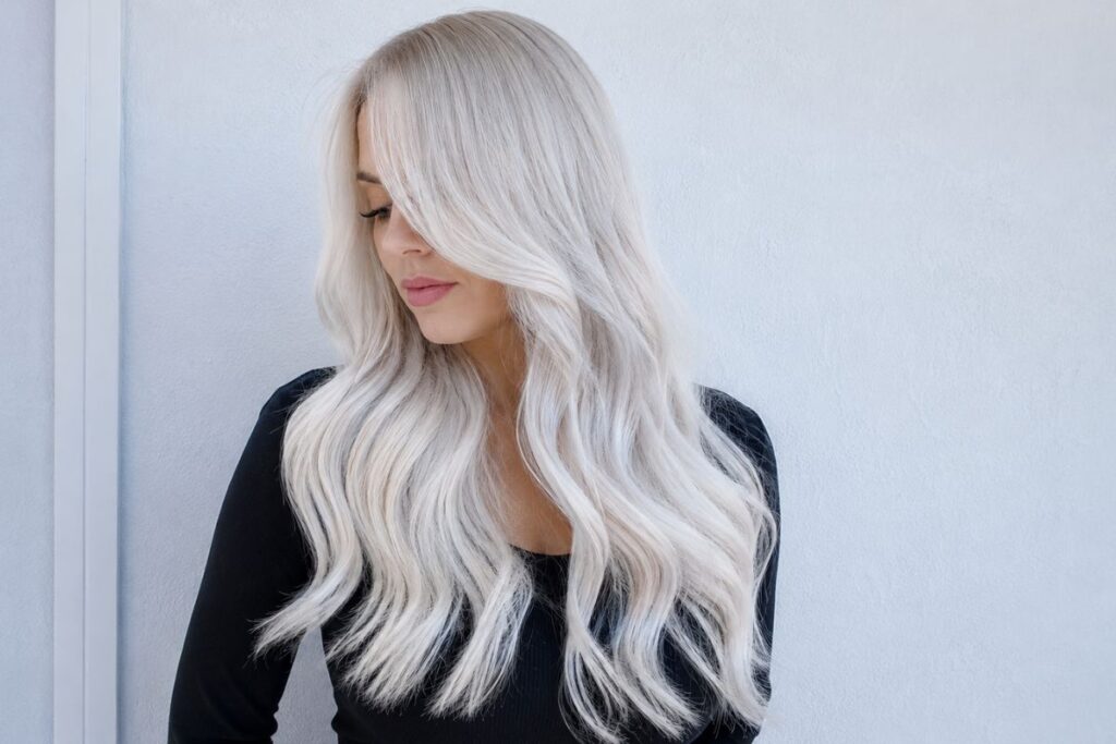 Icy platinum ash blonde hair