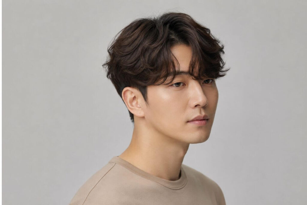 Korean wave perm for men with soft natural flowing waves