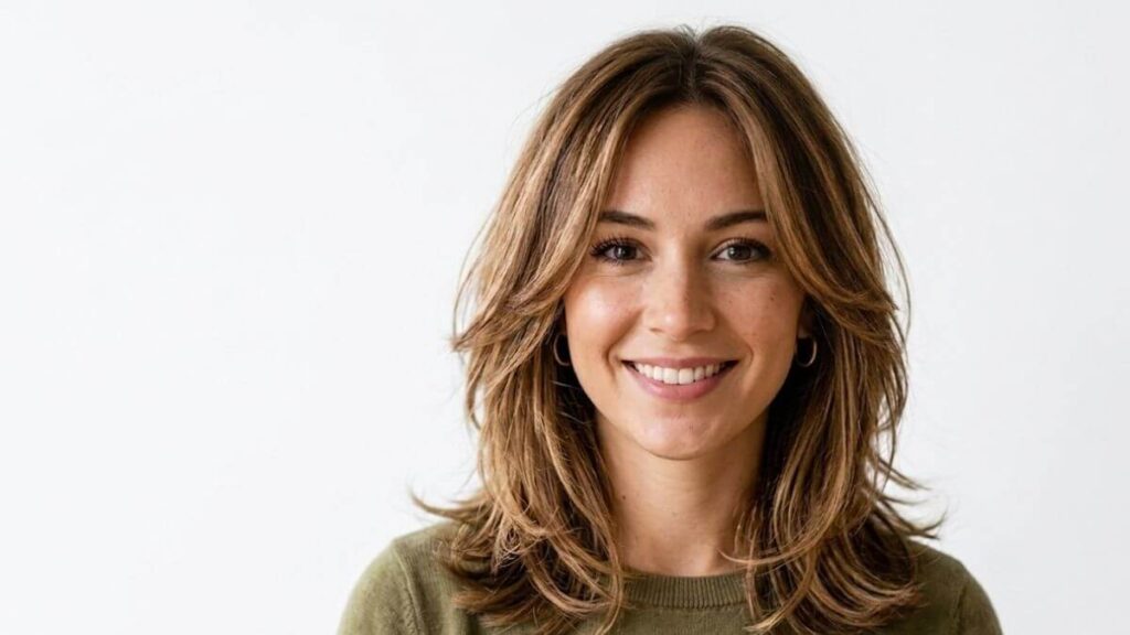 Layered lob shoulder length haircut for women