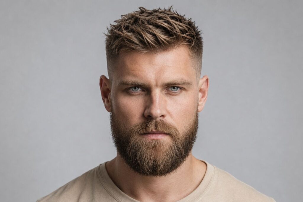Modern viking fade haircut with clean mid fade sides and textured top 2026