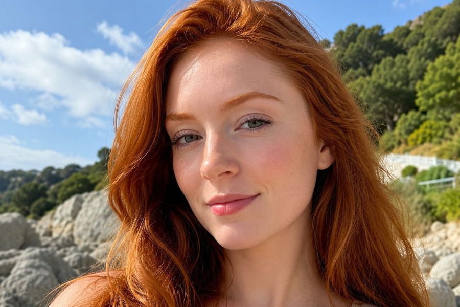 Woman with naturally red hair, the rarest hair color