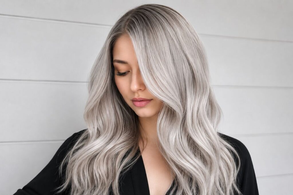 Silver ash blonde hair color