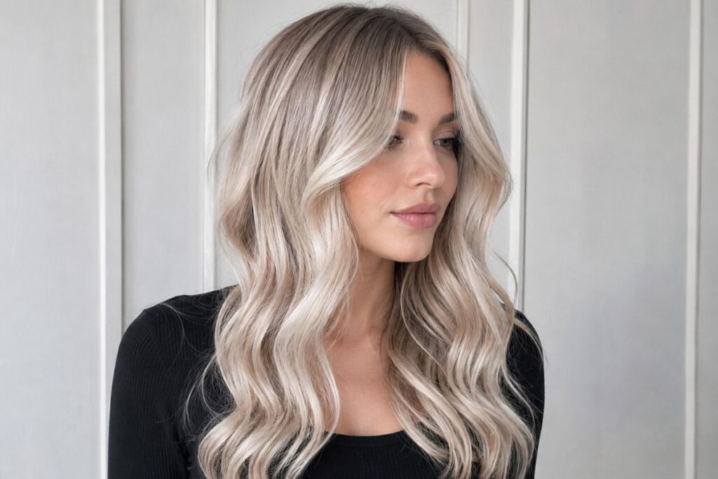 Very light ash blonde hair color