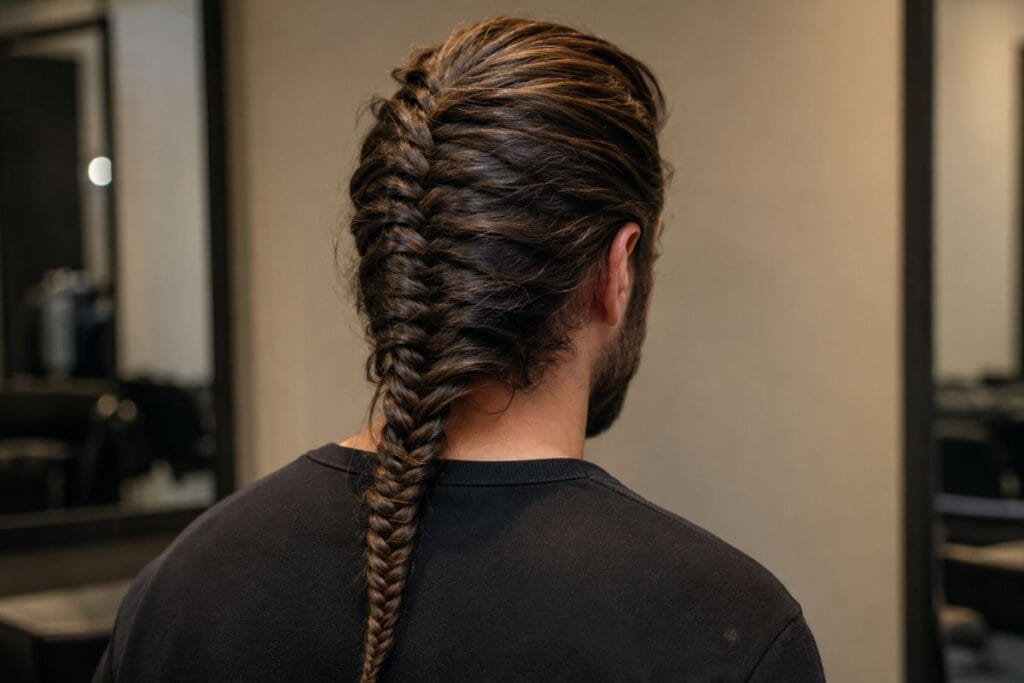 Fishtail braid hairstyle for men