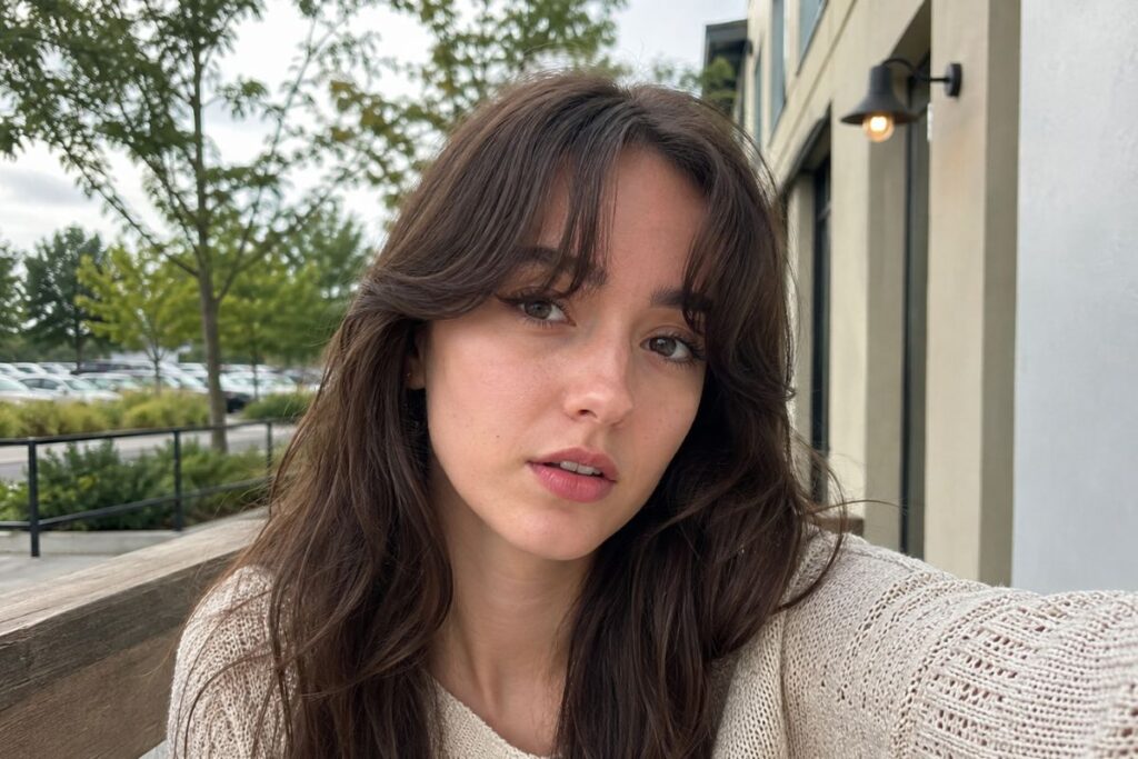 Arched bangs for oblong face shape