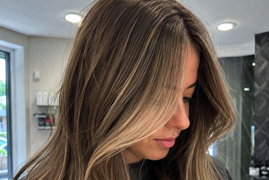 Babylights hair coloring technique around the face
