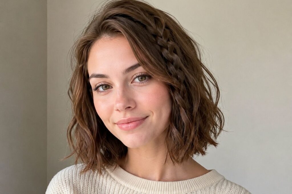 Braided bob hairstyle for diamond face shape