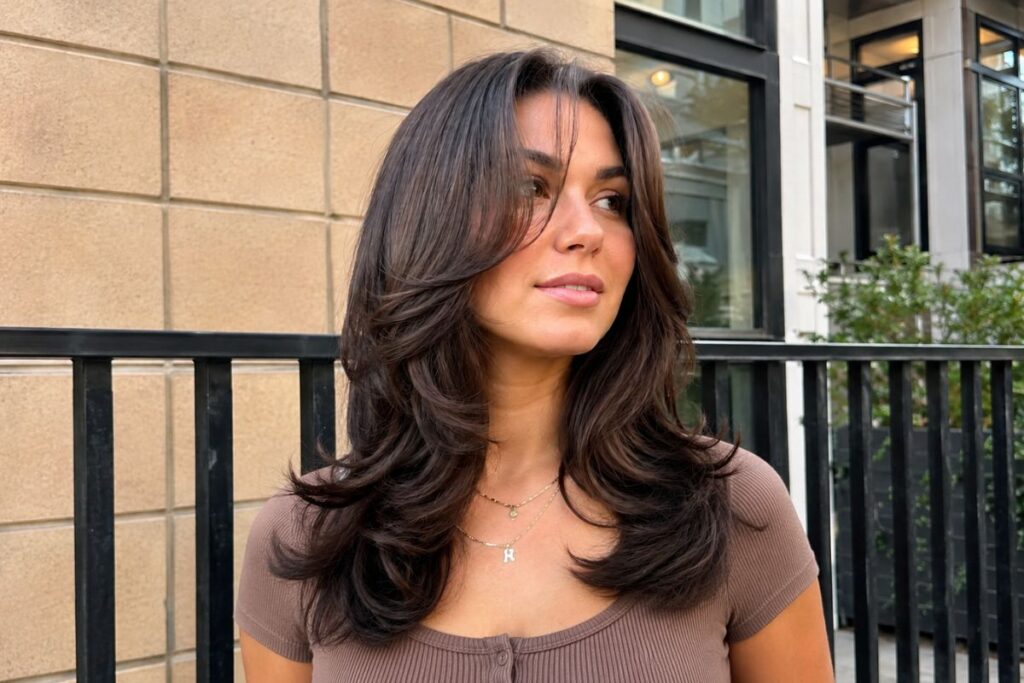 Butterfly cut hairstyle for heart face shape
