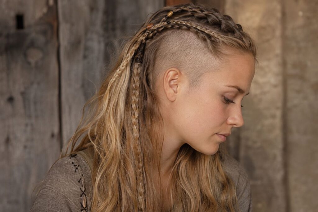 Buzzed side with braids modern Viking hairstyle