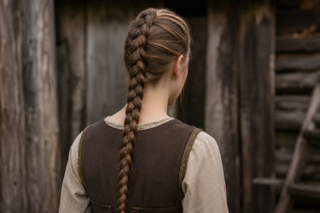 Central braid Viking hairstyle for women