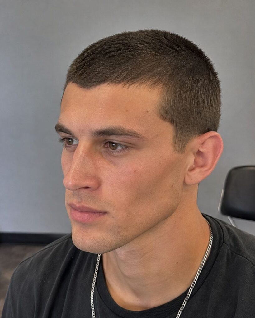 Classic buzz cut for diamond face shape