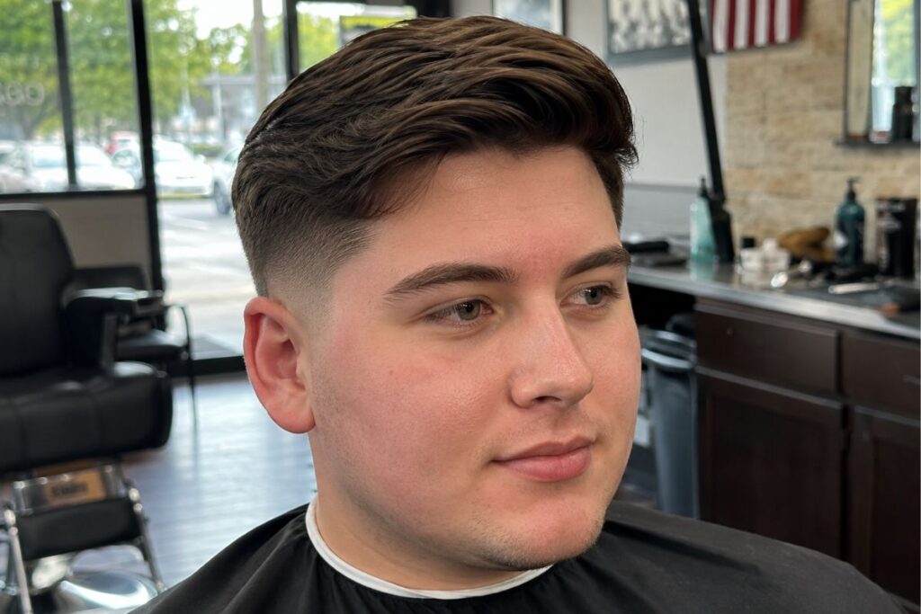 Comb over hairstyle for round face shape men