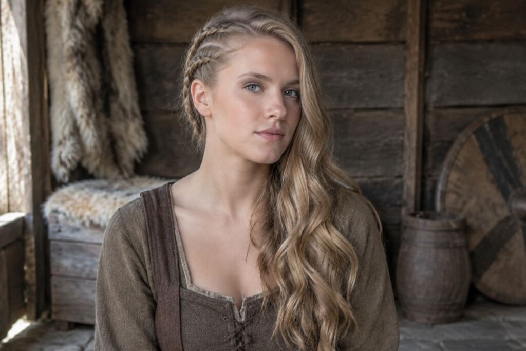 Curls on the side Viking hairstyle for women