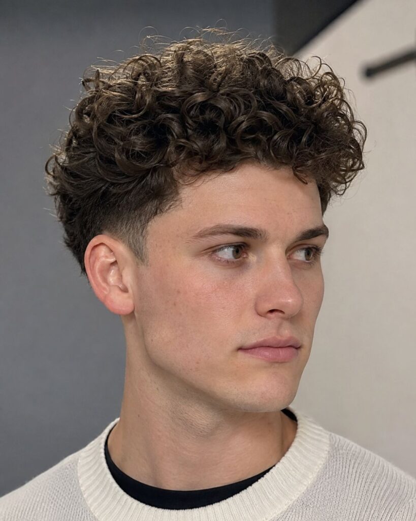 Curly high top for diamond face shape