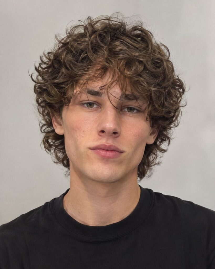 Curly wolf cut for diamond face shape