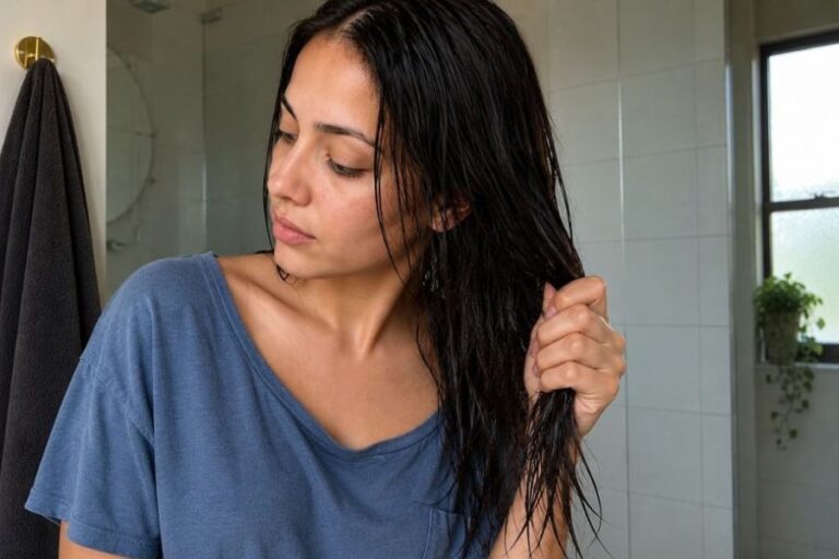 Damp hair meaning shown on towel dried strands