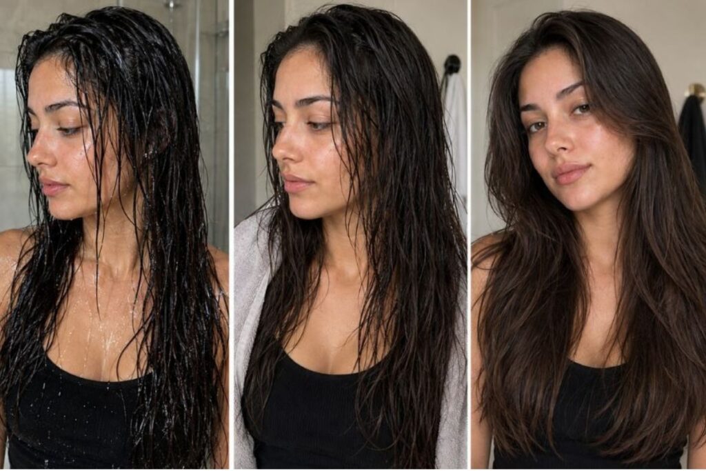 Comparison of damp hair versus wet and dry hair