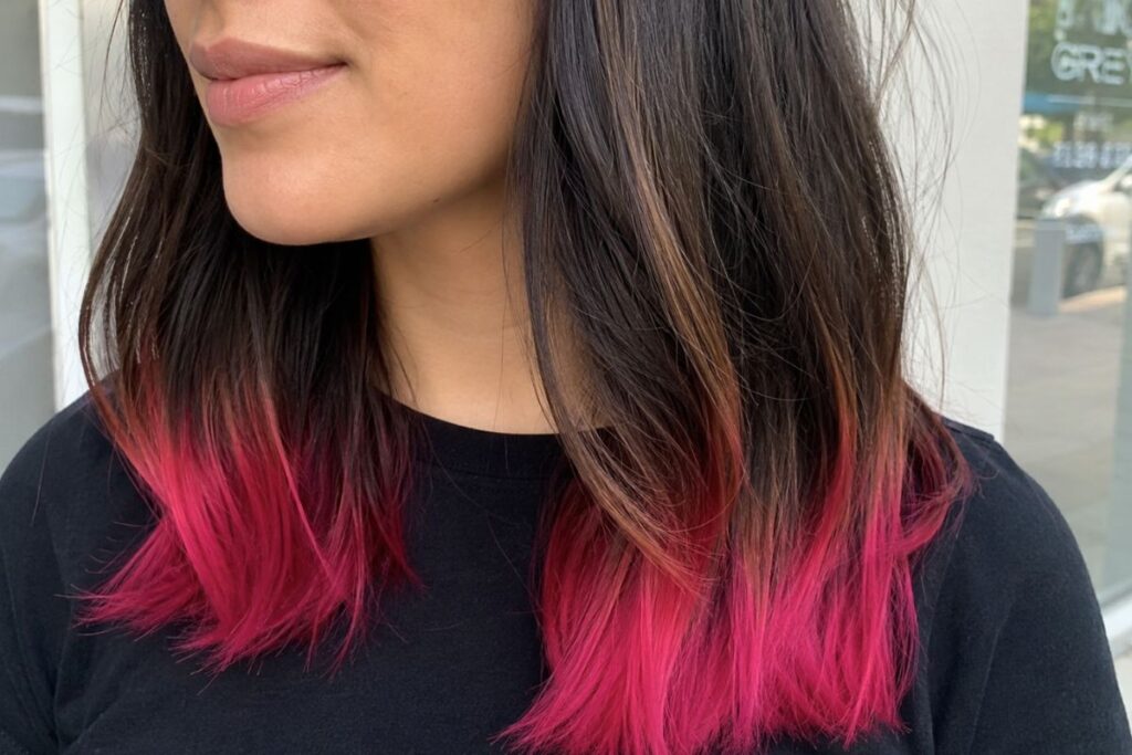 Dip dye hair coloring technique with bold ends