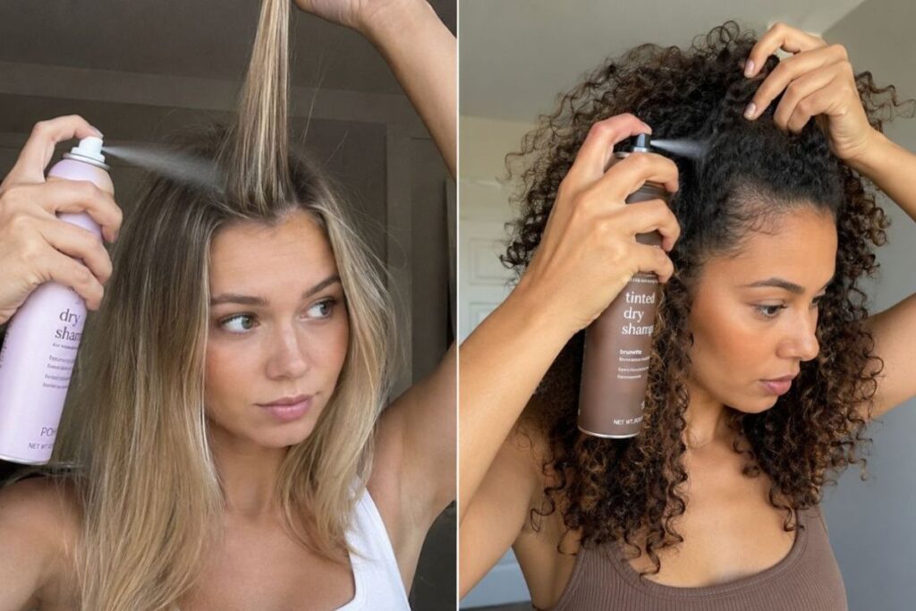 Dry shampoo technique for fine and curly hair types