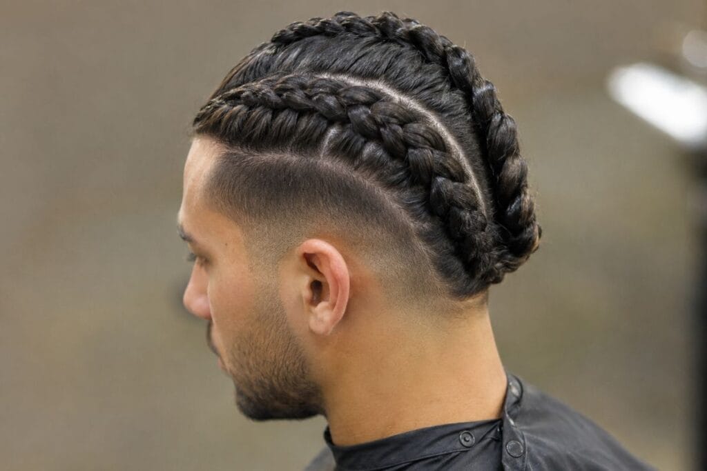 French braid hairstyle for men with long hair