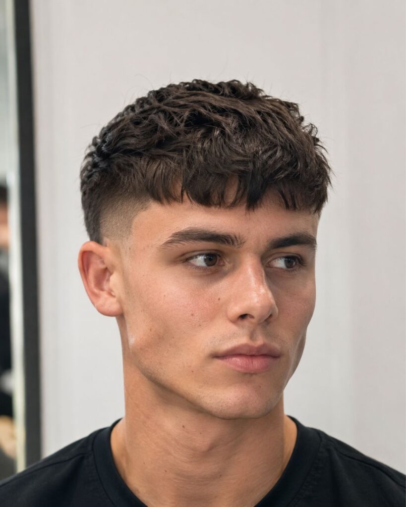 French crop hairstyle for diamond face shape