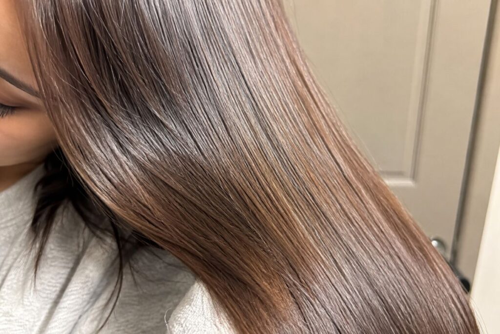 Hair gloss smoothing cuticle for shine reflection