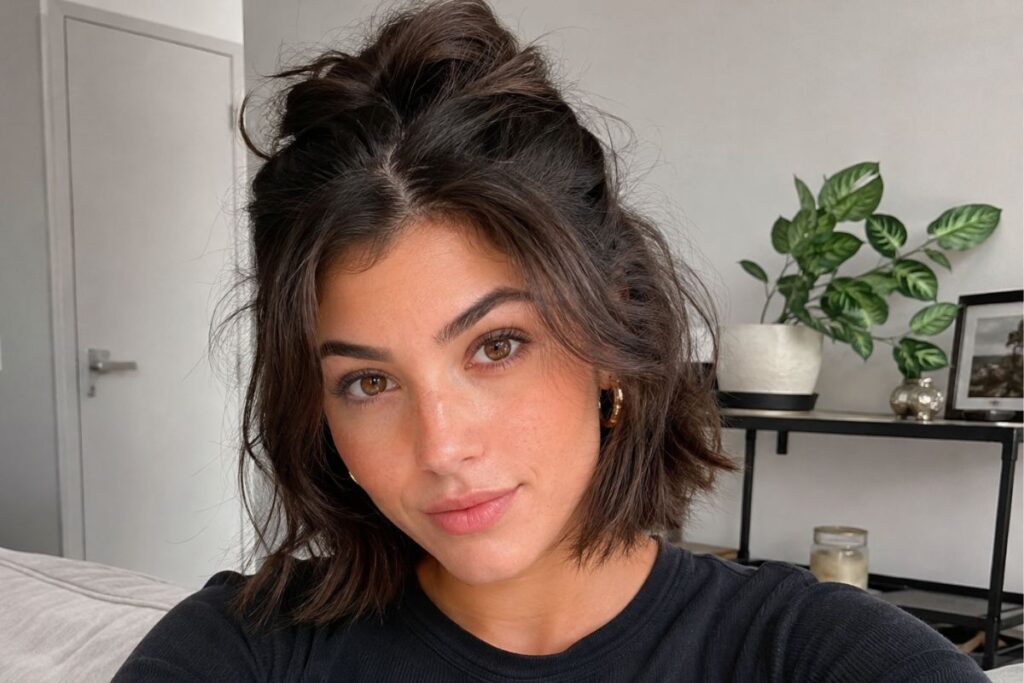 Half up hairstyle for heart face shape