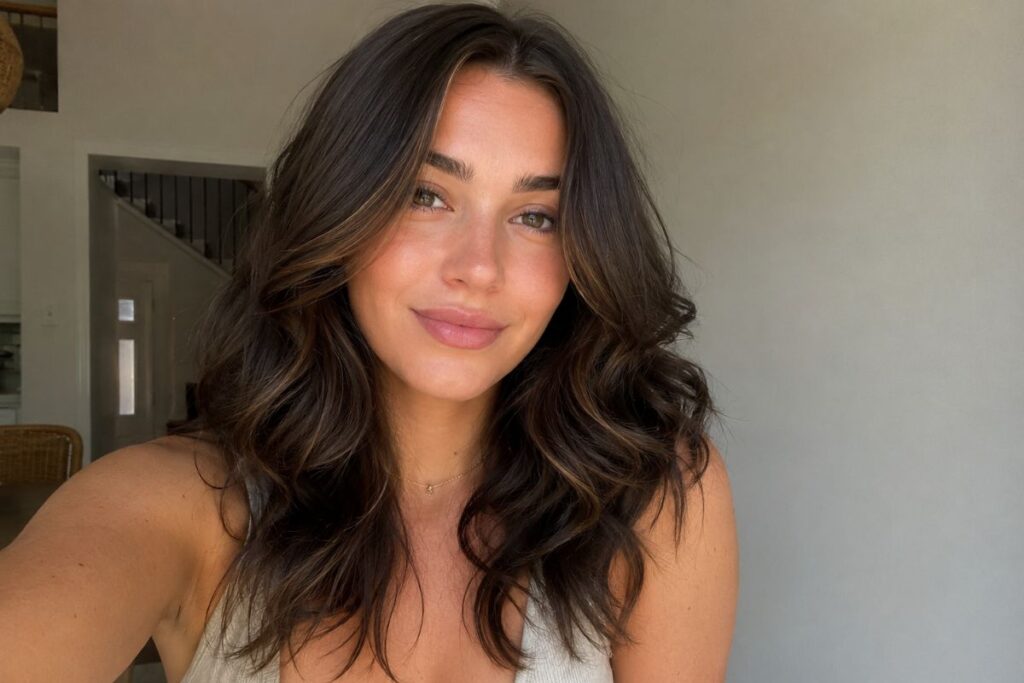Long wavy hair for heart face shape