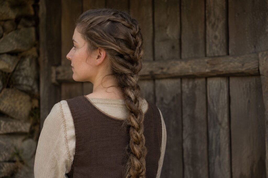 Loose braid Viking hairstyle for women