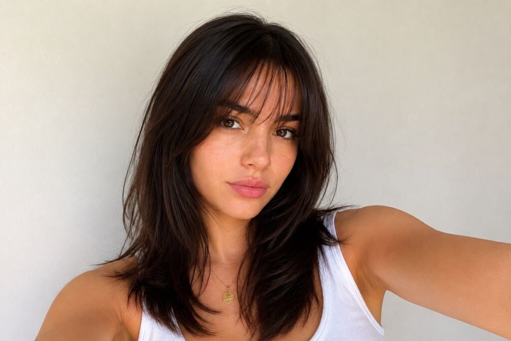 Messy bangs for heart face shape