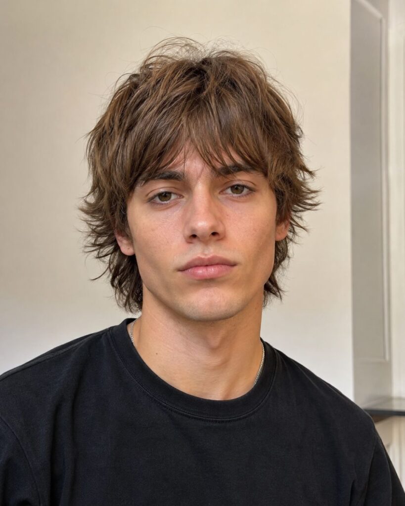 Mod cut hairstyle for diamond face shape