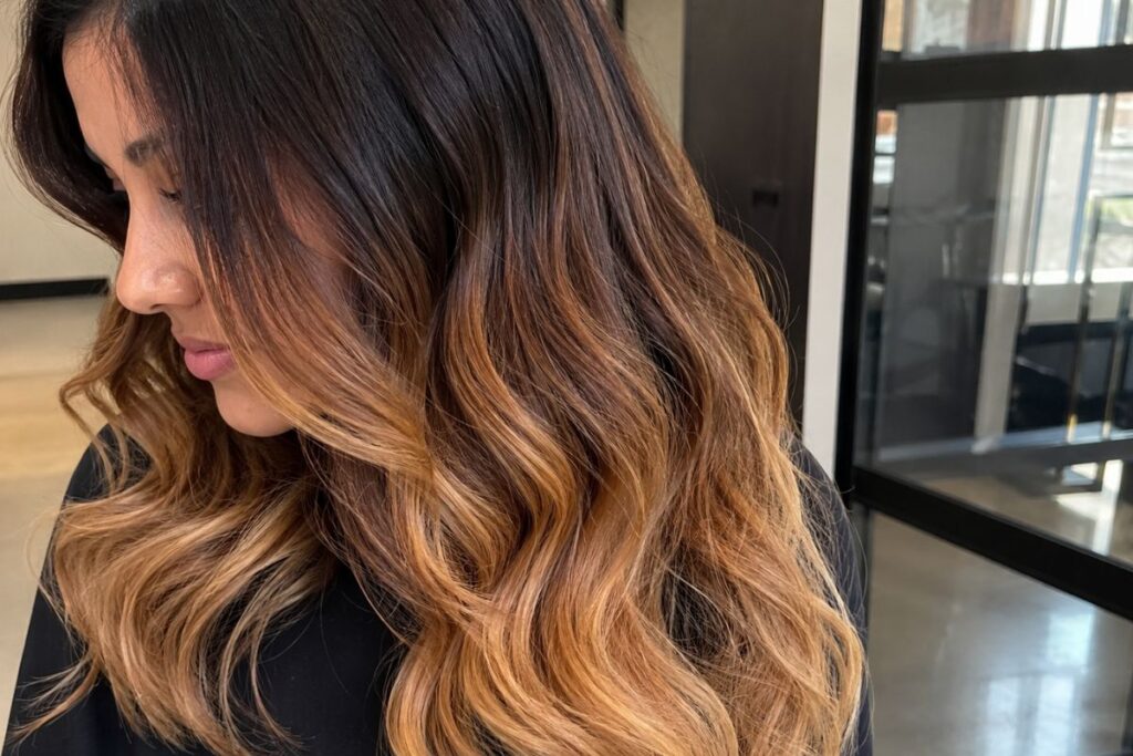 Ombre hair coloring technique with bold gradient