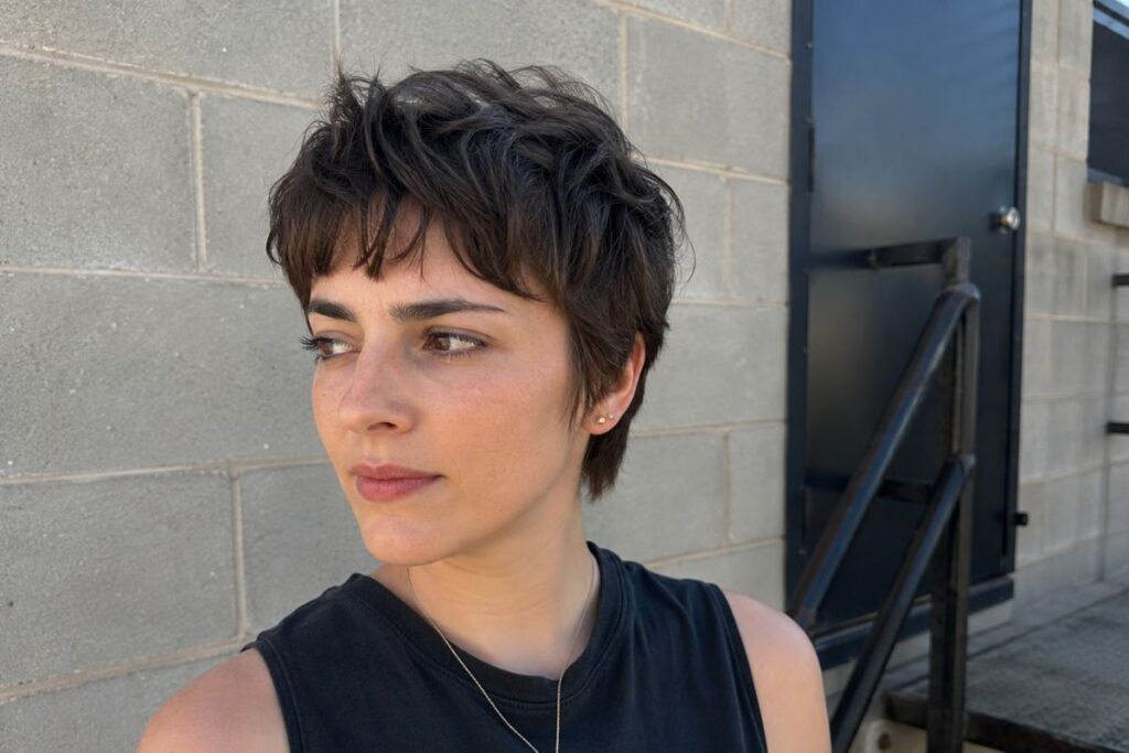 Piecey pixie cut for heart face shape