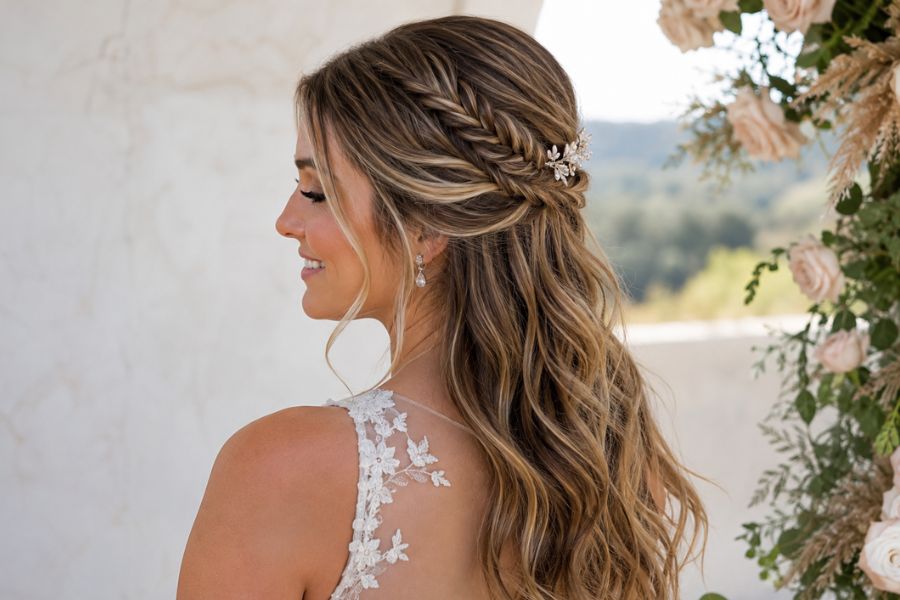 Round face hairstyle for wedding day success