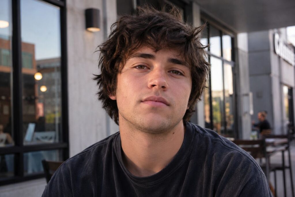 Shag hairstyle for round face shape men