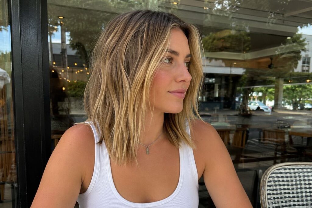 Shoulder length lob for heart face shape
