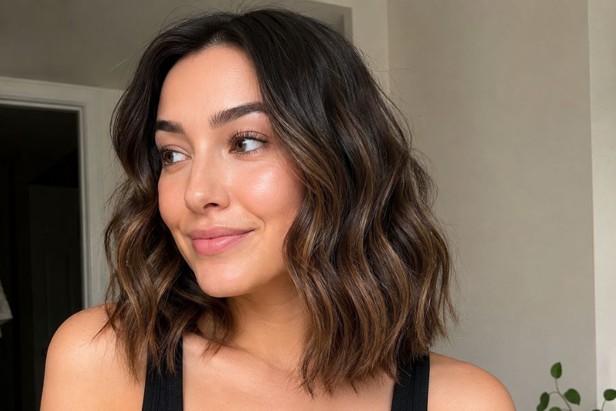 How to style shoulder length wavy hair finished waves