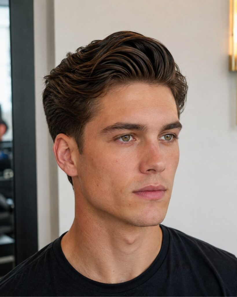 Side part hairstyle for diamond face shape