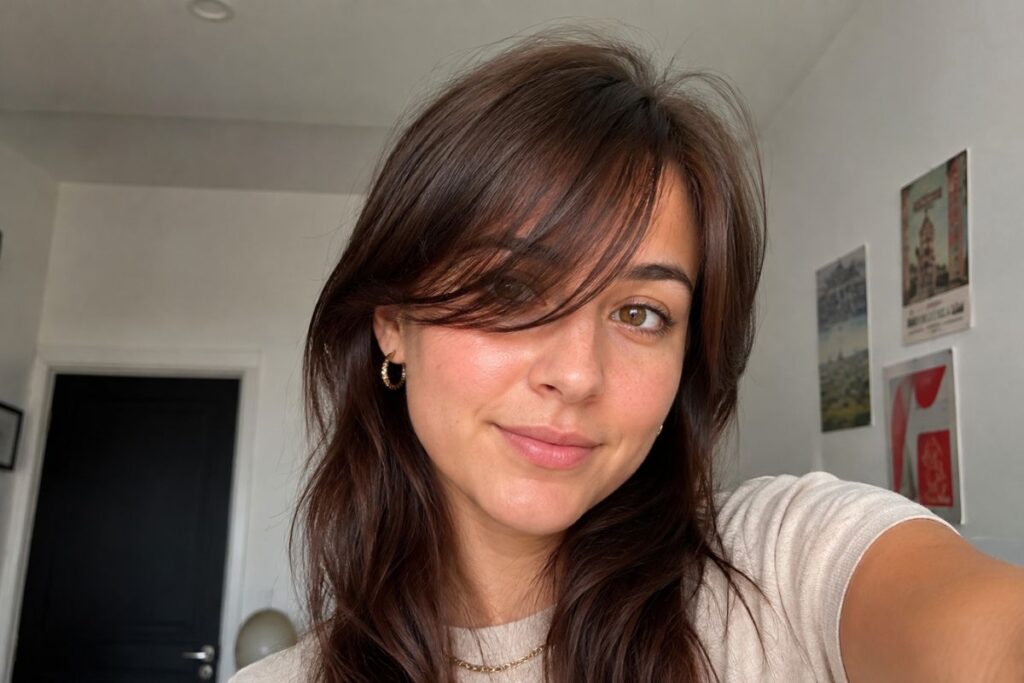 Side swept bangs for heart face shape