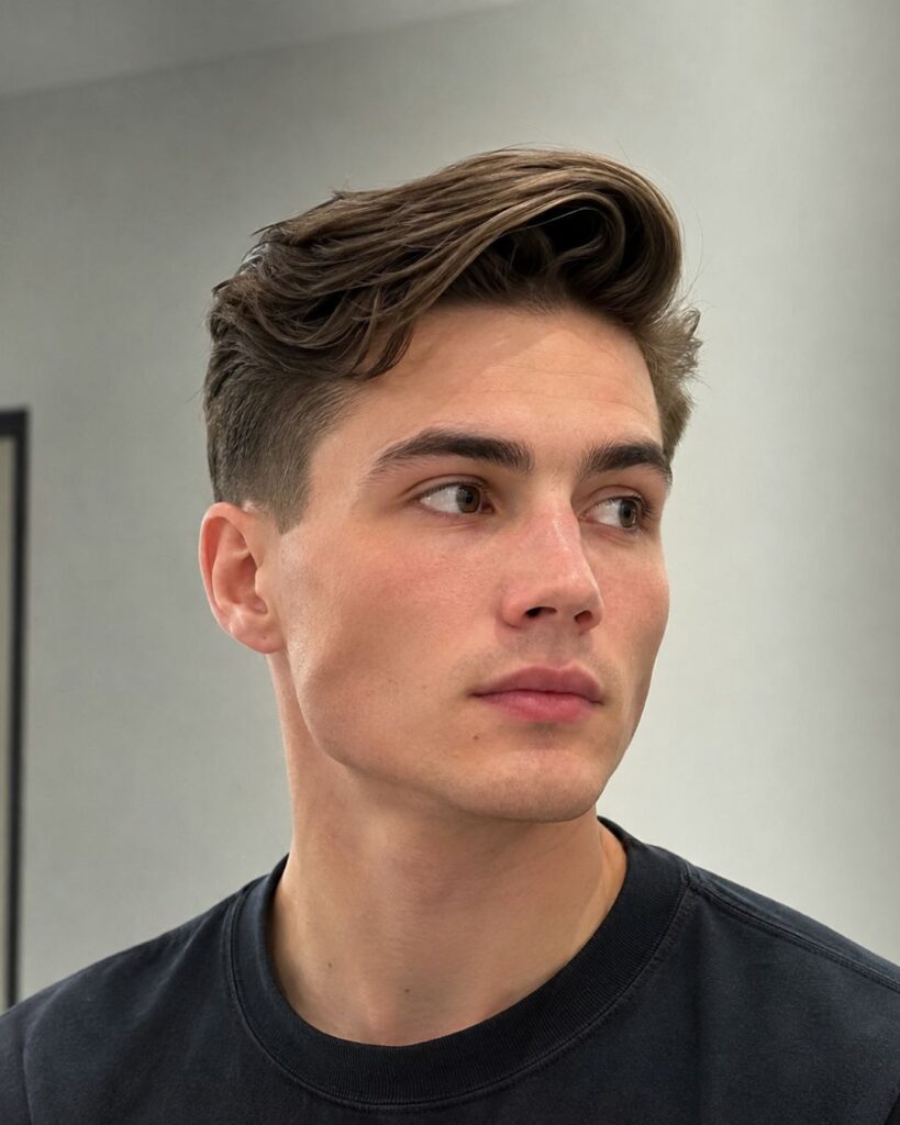 Side swept hairstyle for diamond face shape