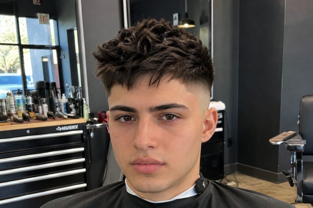 Skin fade haircut paired with a short textured crop on top