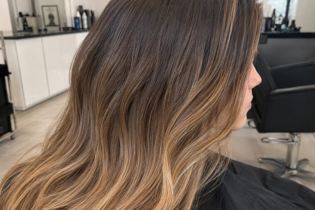 Sombre soft ombre hair coloring technique