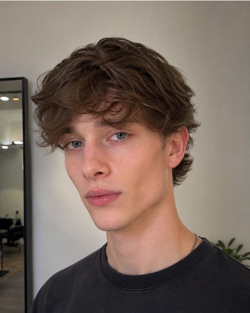 Sweeping fringe hairstyle for diamond face shape