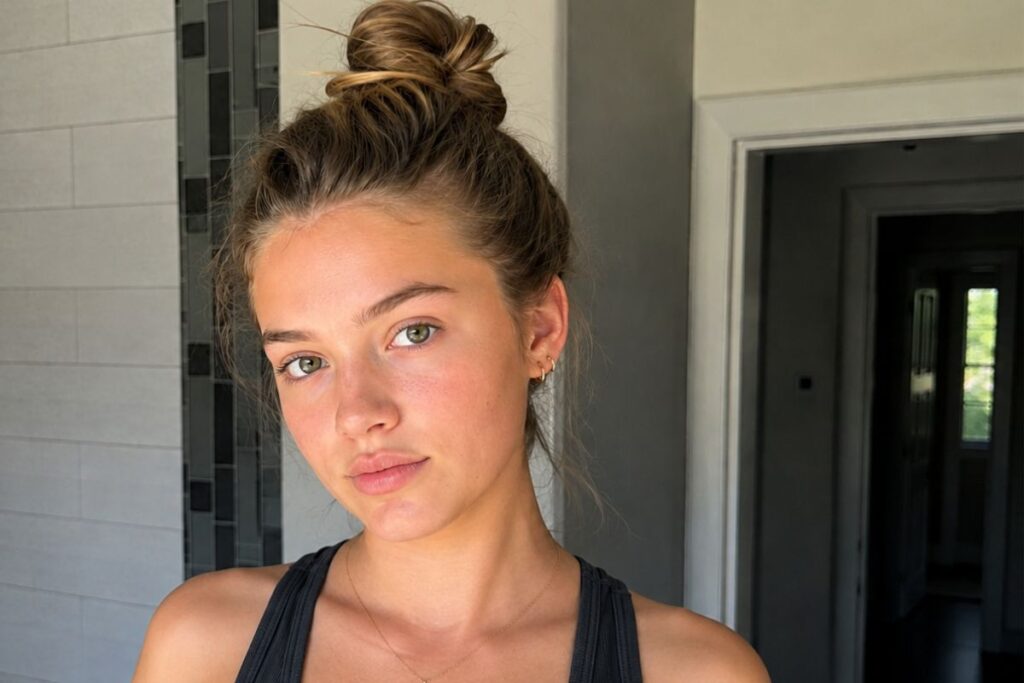Top knot updo for heart face shape