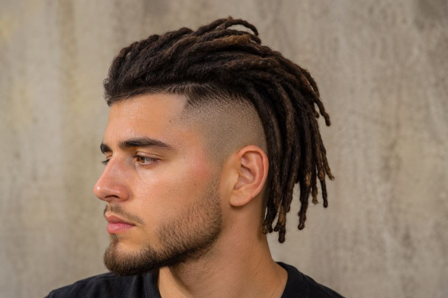 Viking dreads hairstyle with shaved sides